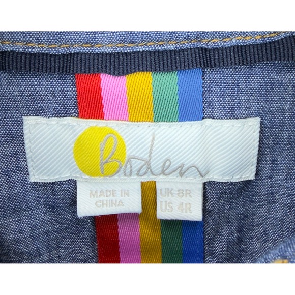 Boden Womens Size 4 Chambray Button Down Shirt Blue Casual Preppy Coastal - Picture 3 of 4